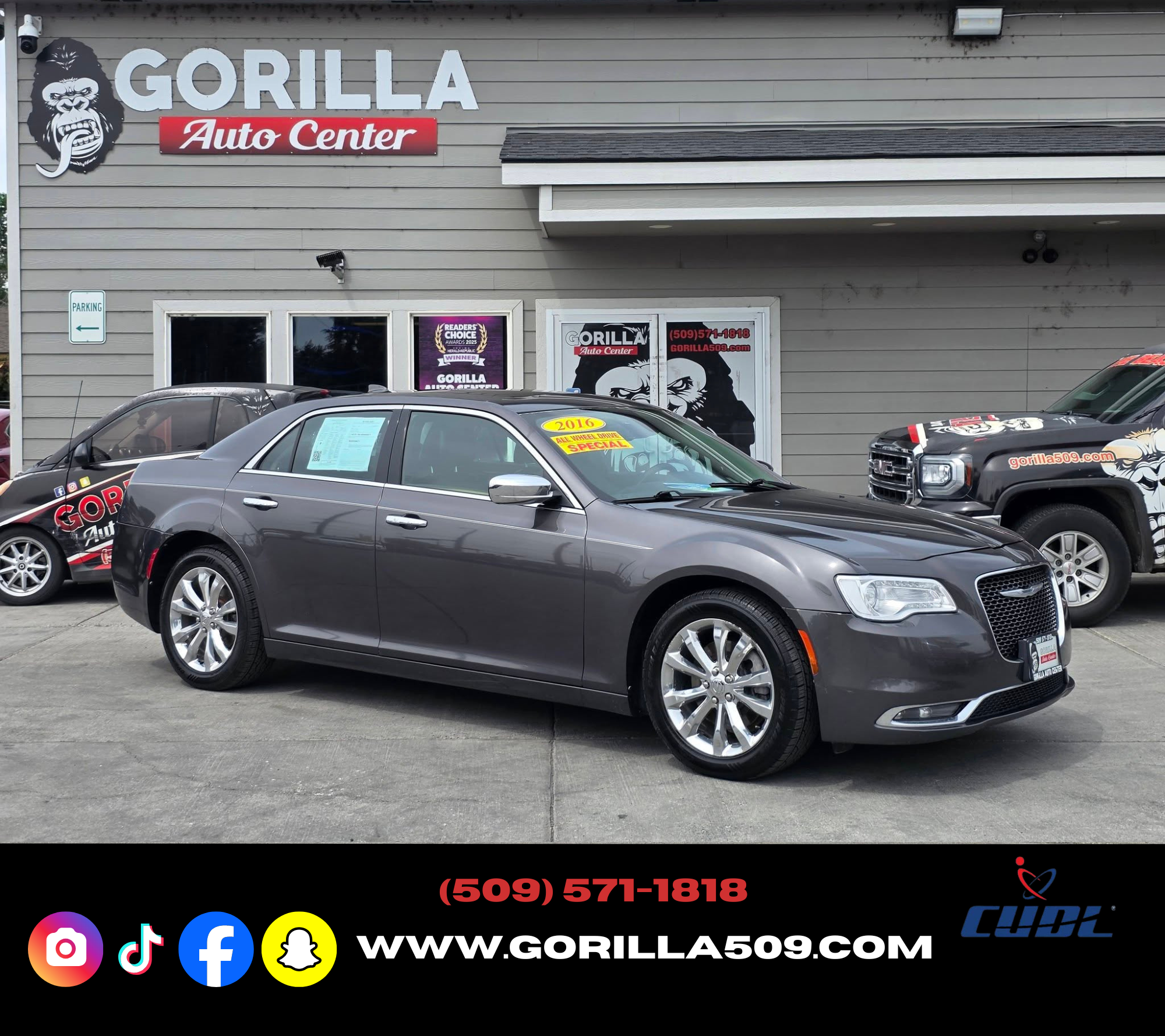 Gray 2016 Chrysler 300 Sedan All-Wheel Drive Automatic