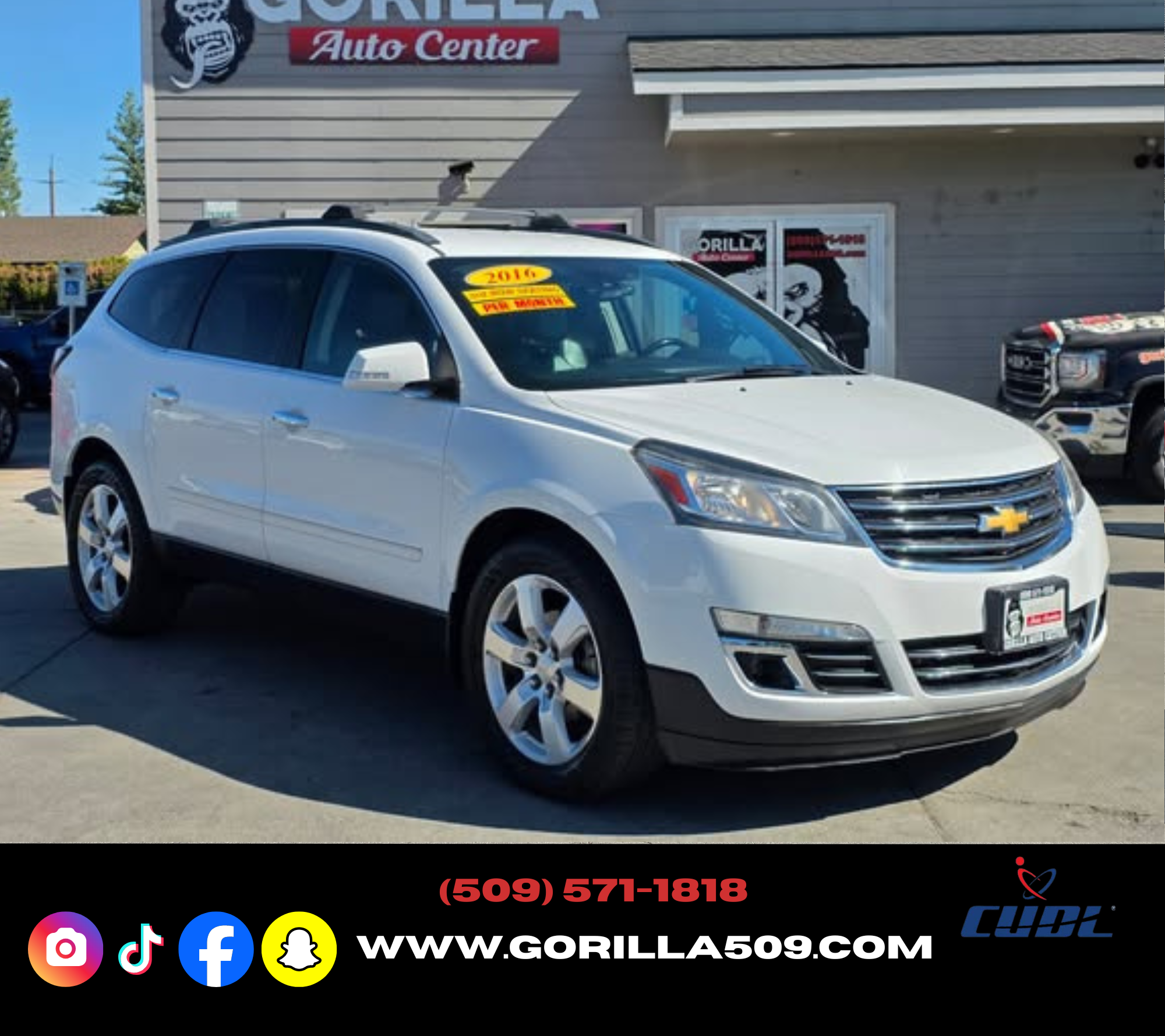 White 2016 Chevrolet Traverse SUV / Crossover All-Wheel Drive Automatic