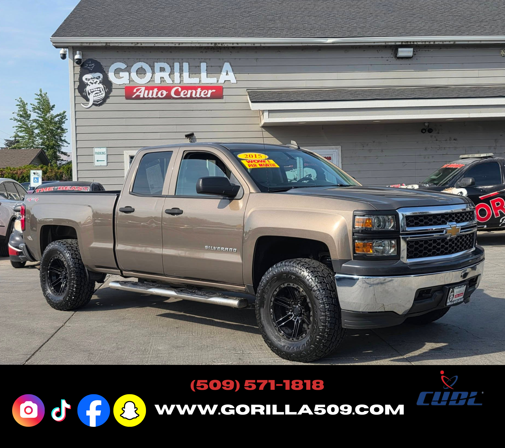 Brown 2015 Chevrolet Silverado 1500 Pickup Truck Four-Wheel Drive Automatic