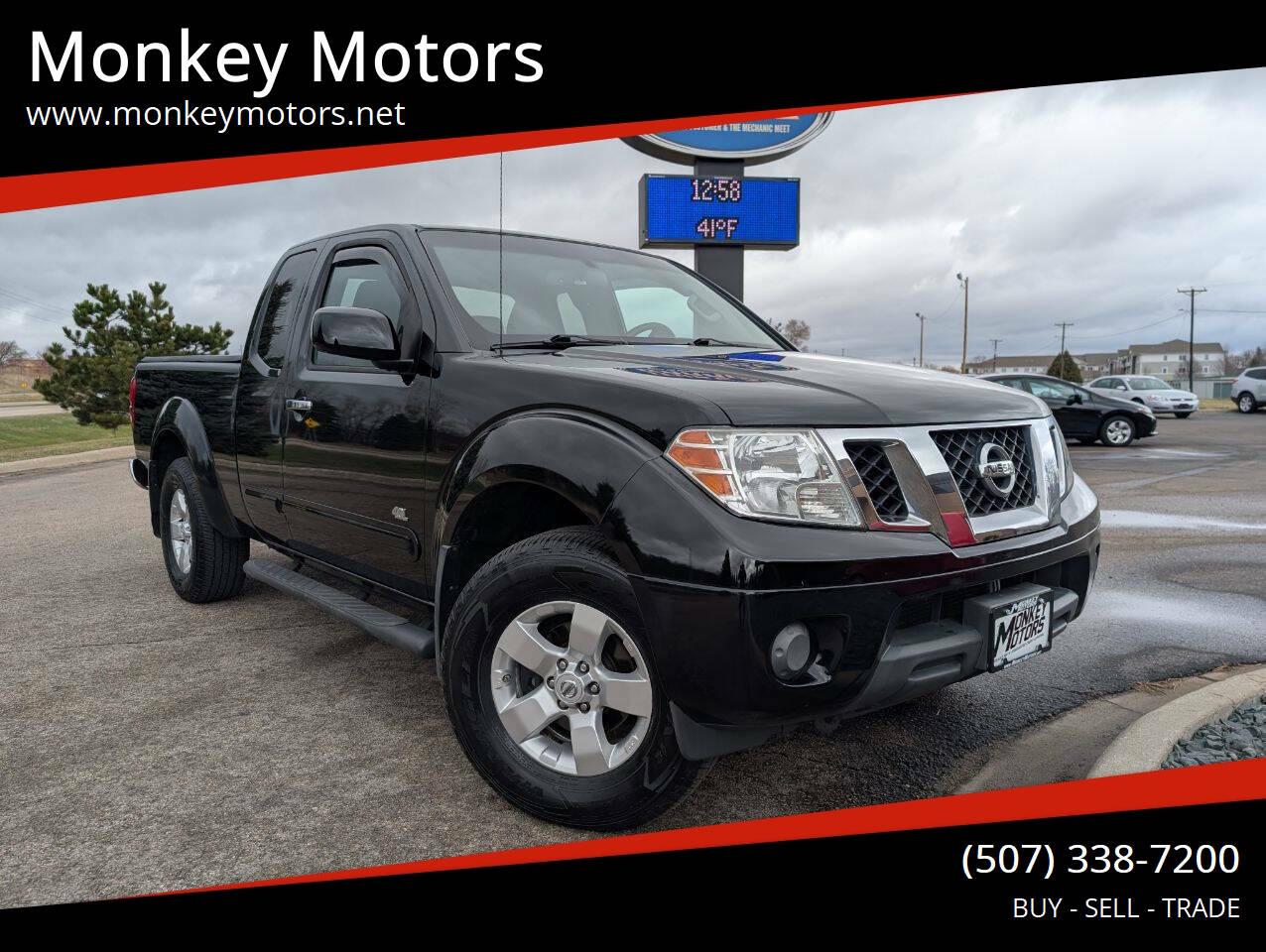 Black 2012 Nissan Frontier SV V6 King Cab 4WD Pickup Truck Four-Wheel Drive Automatic