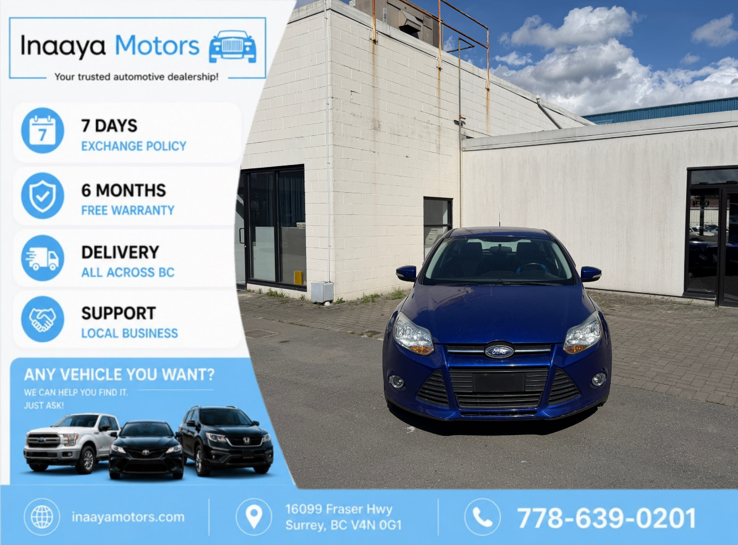 Blue 2013 Ford Focus SE Hatchback Hatchback Front-Wheel Drive Automatic