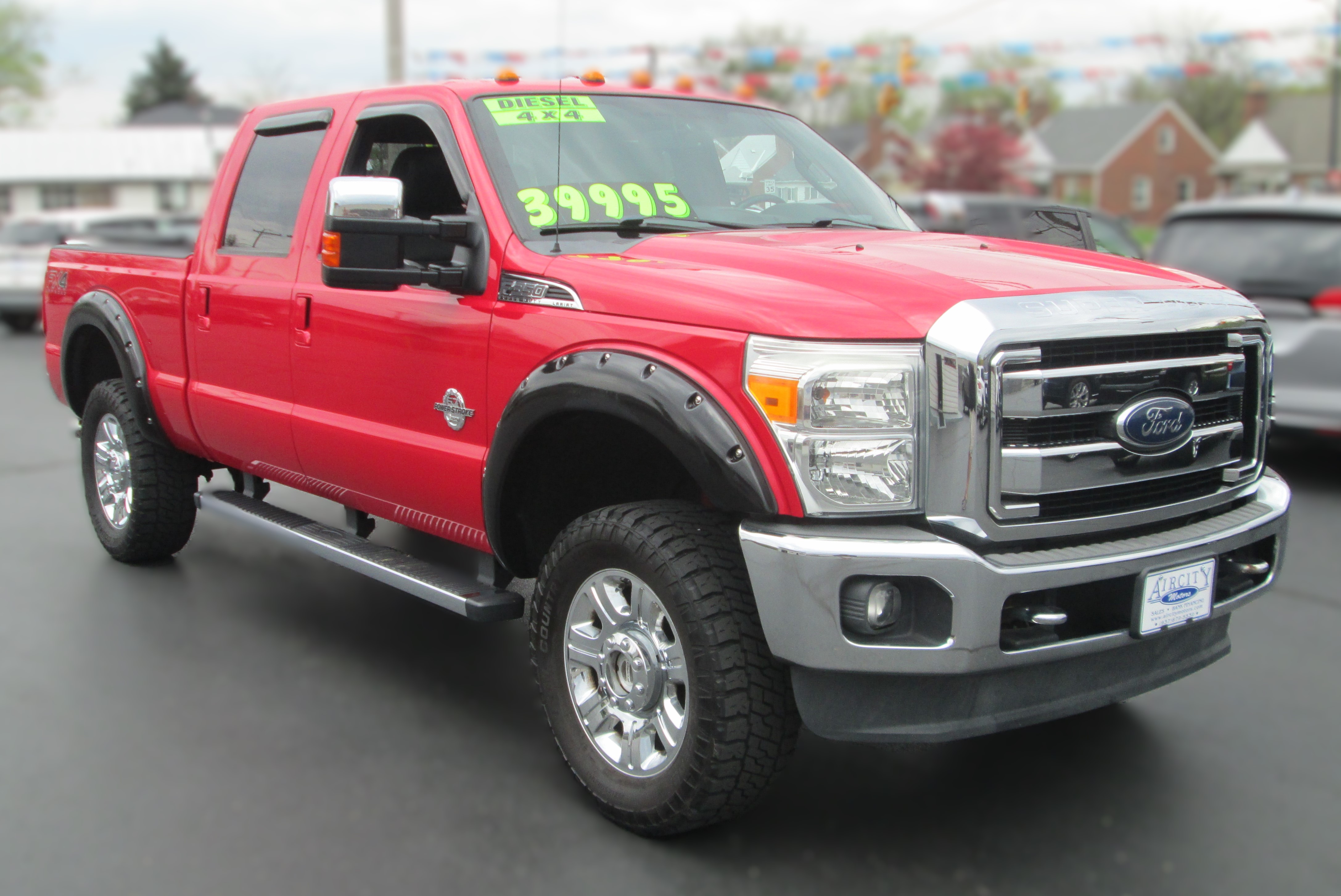 Red 2015 Ford F-350 Super Duty Lariat Crew Cab 4WD Pickup Truck Four-Wheel Drive Automatic